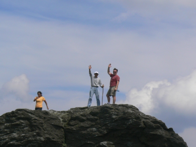 The proud hikers at the peak, 5,844 feet.